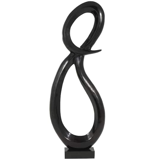 22.25" Black Aluminum Abstract Looped Floor Sculpture with Marble Base